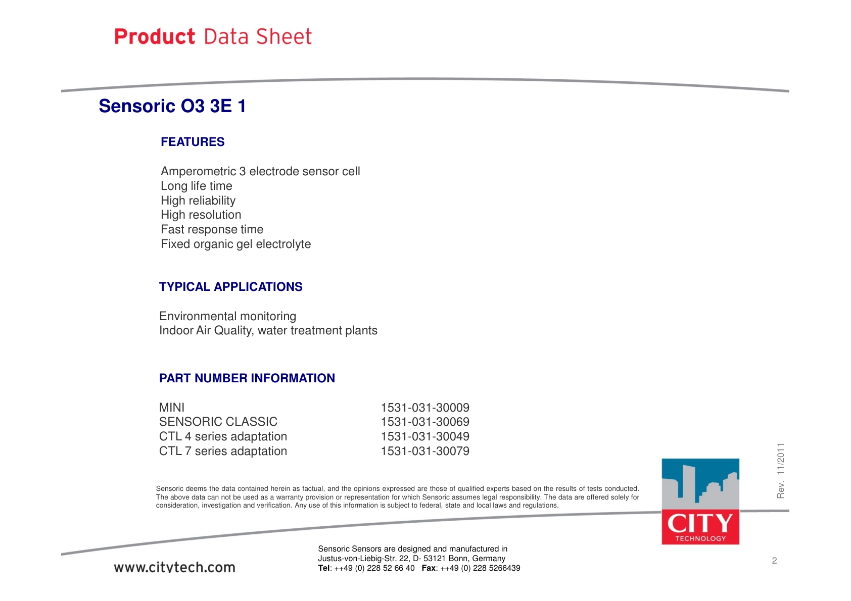 CITY-臭氧TechData_O3_3E1_rev201111说明书