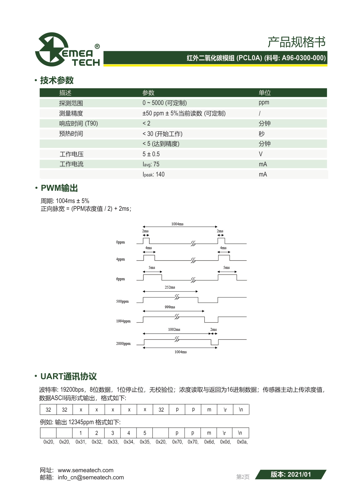 盛密-CO2-PCL0A传感器模组说明书